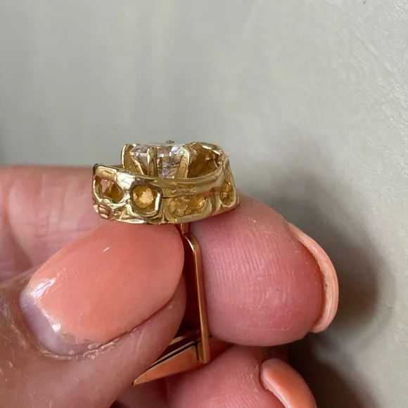 Diamond Essence 14k solid cufflinks simulated Diamond solitaire - Picture 4 of 12